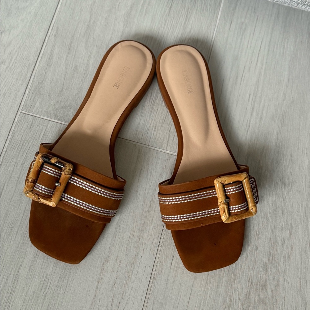 L’agence Brown Slide Sandals with Buckle